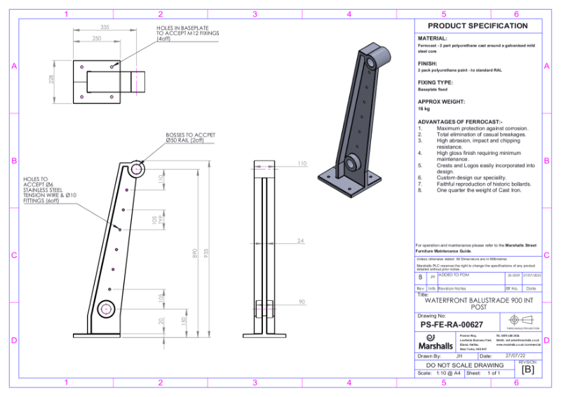 Waterfront Balustrade 900 mm Intermediate Post