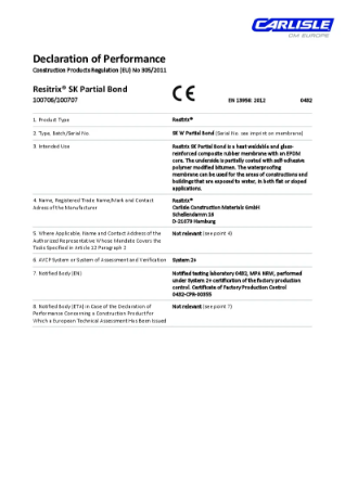 RESITRIX® SK Partial Bond - Declaration of Performance (DoP)