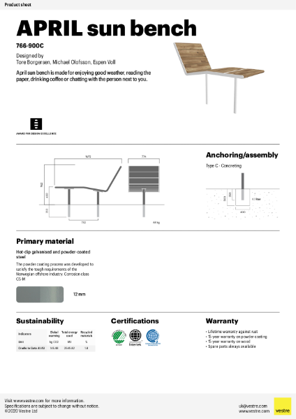 APRIL Sun Bench - 766-900C