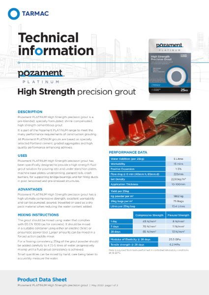 Pozament Platinum High Strength Precision Grout