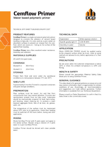 Cemflow Primer TDS