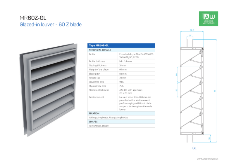 MR60 Hi Flow Glazed-In Louvre