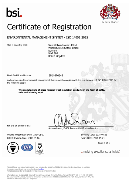 Manufactured under Environmental Management System ISO 14001 - Certificate Number EMS 674645 