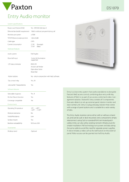 Net2 Entry - Audio monitor