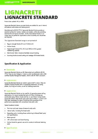 Lignacrete Standard Datasheet