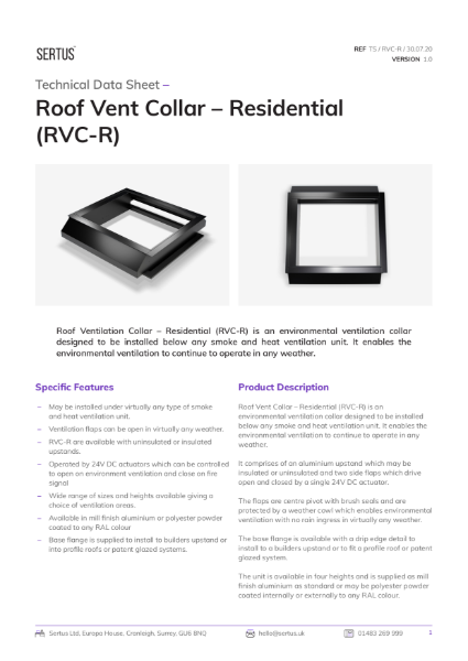 Sertus RVC-R Technical Data Sheet