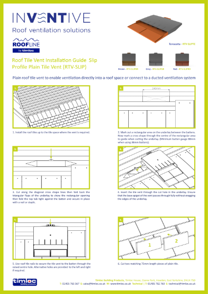 Installation Advice for Slip Plain Roof Tile Vent RTV-SLIP