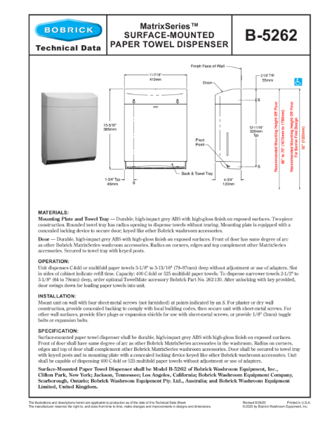 MatrixSeries™ Surface-Mounted Paper Towel Dispenser - B-5262