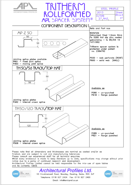 APL Tritherm Spacer System℗ - STEEL - Data Sheet