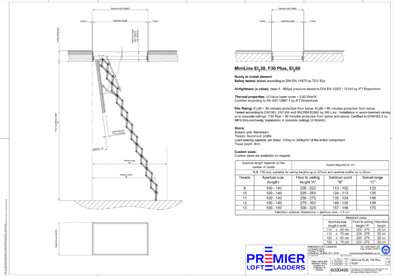 The MiniLine F30/F30 Plus/F60 fire rated loft ladder