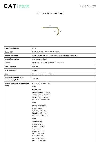 BN14 Polished Brass Technical Datasheet
