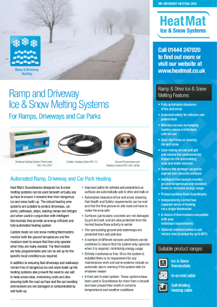 Heat Mat Driveway Heating Datasheet