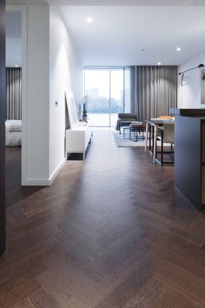 Mapei wood flooring adhesives used to install luxury flooring at prestigious Battersea Power Station apartments - (phase 1).