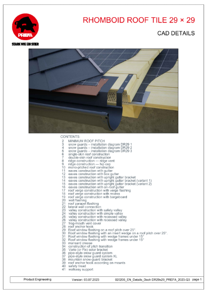 Standard Details.  Rhomboids for roof. 290 x 290mm