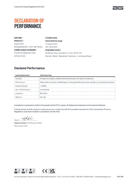 Channel Kerbs Range - Declaration of Performance
