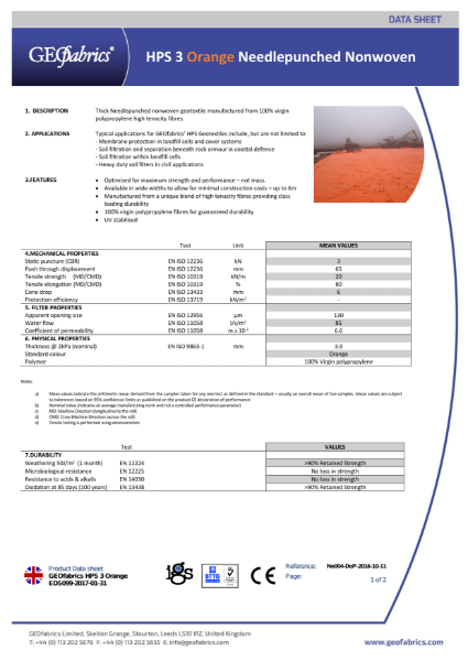 HPS 3 ORANGE Product Data