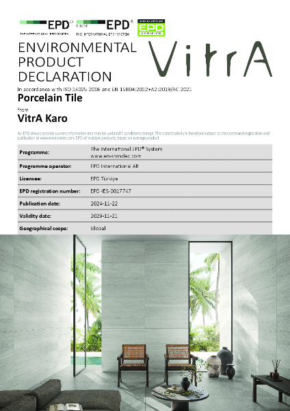 EPD Certificate for Porcelain Tiles
