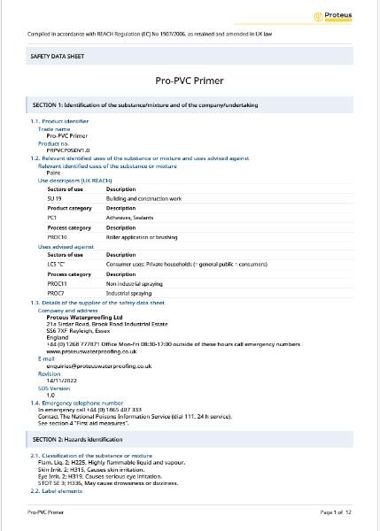 Safety Data Sheet - Pro-Prime® PVC