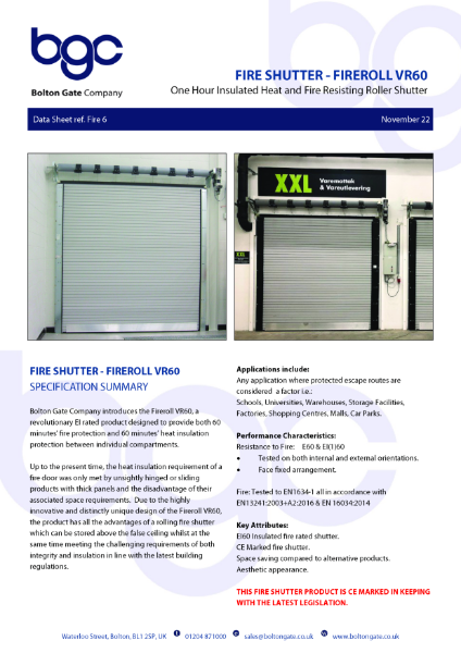 Fire Shutter - Fireroll VR60