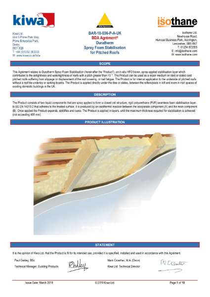 Duratherm roof stabilisation