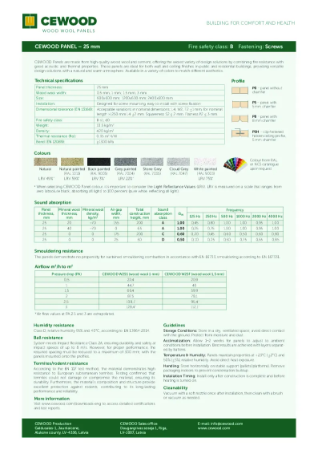 25 mm CEWOOD Panel - Technical Data Sheet