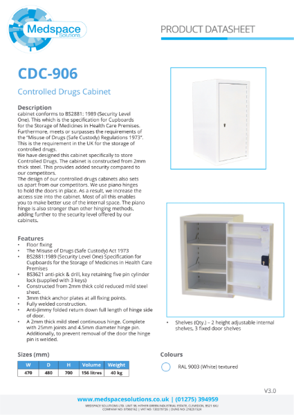 CDC-906 - Controlled Drugs Cabinet