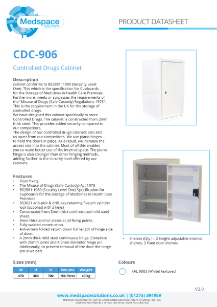 CDC-906 - Controlled Drugs Cabinet | NBS Source