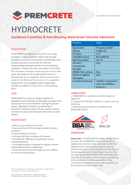 Hydrocrete TDS