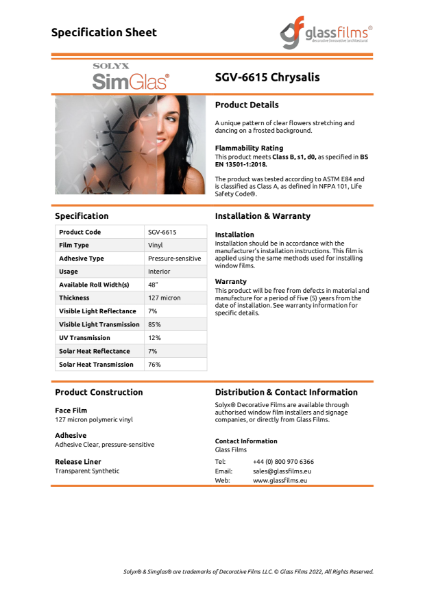 SGV-6615 Chrysalis Simulated Window Film