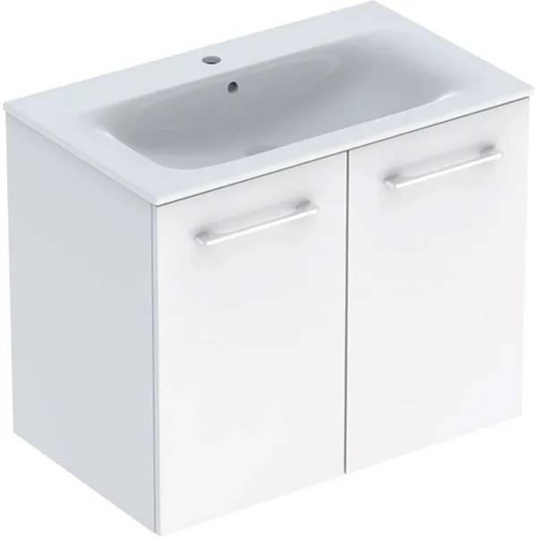 Geberit Selnova Square Set Of Vanity Basin, Slim Rim, With Cabinet, Two Doors		