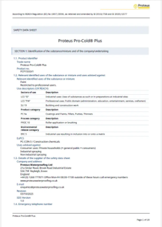 Safety Data Sheet - Proteus Pro-Cold® Plus