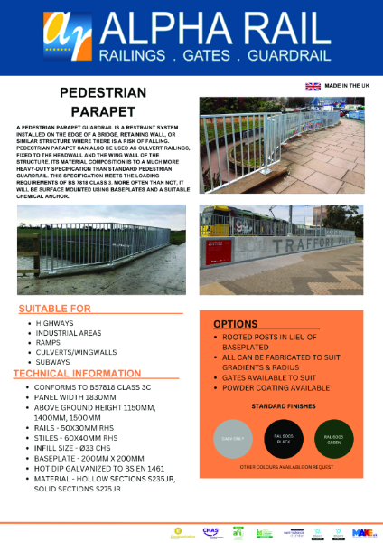 Pedestrian Parapet Data Sheet