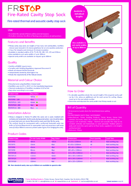 Timloc Building Products Datasheet - FRstop Masonry