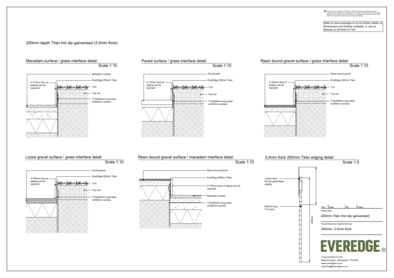 EverEdge Titan 200mm 3.0mm Thick Hot Dip Galvanised Edging CAD Drawing
