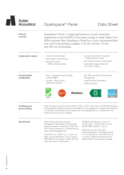 Quietspace Datasheet