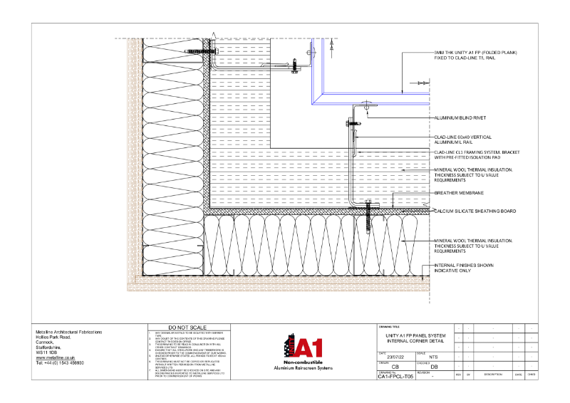 UNITY A1 FP-T05 INTERNAL CORNER Technical Drawing