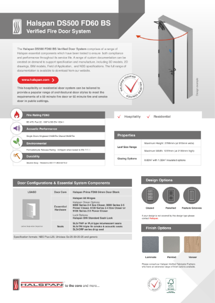 Halspan DS500 FD60 BS - Verified Fire Door System
