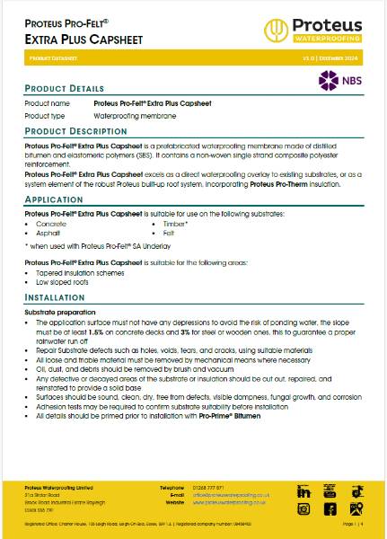 Product Data Sheet - Proteus Pro-Felt® Extra Plus Capsheet