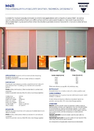 M411 Aluminium Security Shutter Datasheet