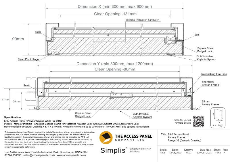 EI60 Access Panel Picture Frame Technical Drawing | The Access Panel ...