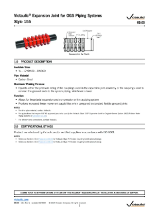 Victaulic Expansion Joint for OGS Piping Systems