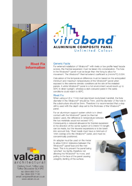 Vitrabond Rivet Fix Typical Details