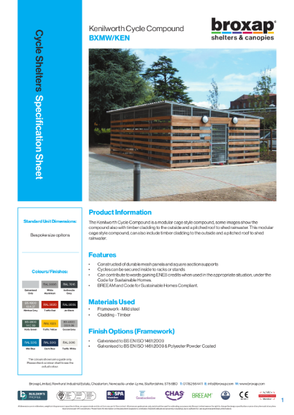 Kenilworth Cycle Compound Specification Sheet