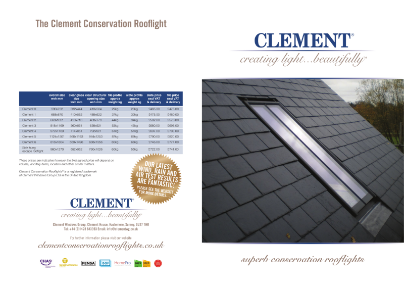 Clement Conservation Rooflight Brochure