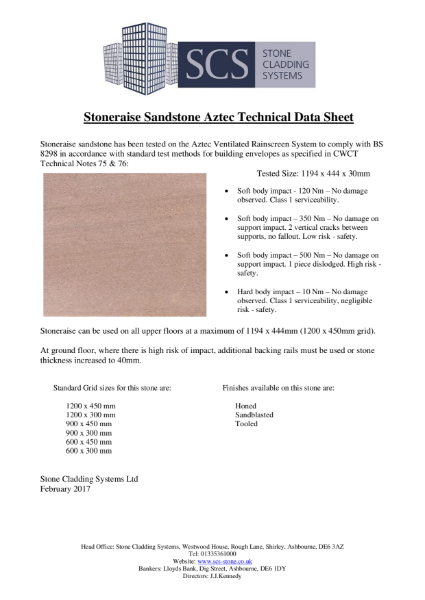 Stoneraise Sandstone Technical Data Sheet