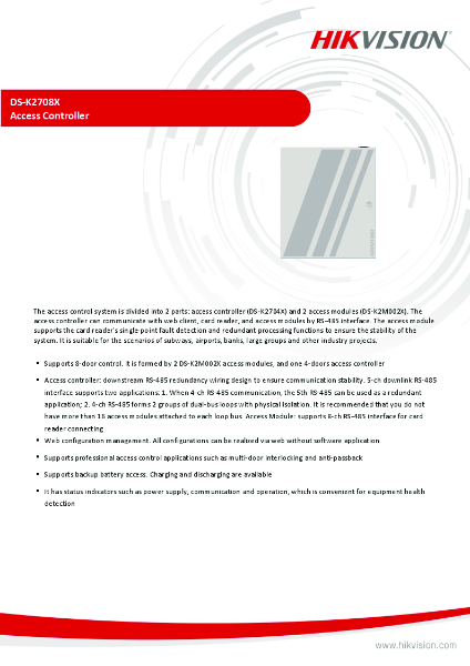 DS-K2708X - Product Data Sheet
