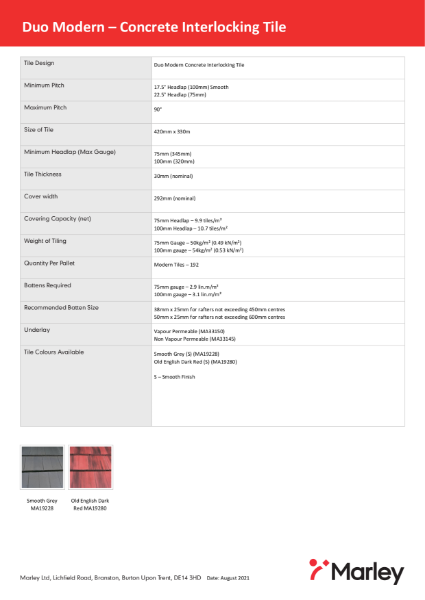 Duo Modern Data Sheet