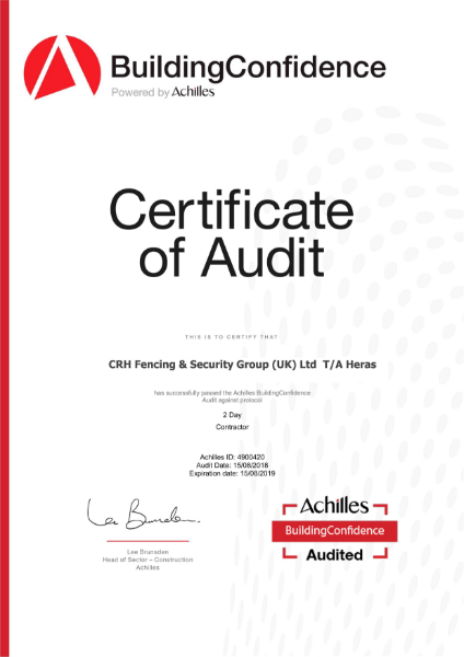 BuildingConfidence by Achilles Certificate of Audit