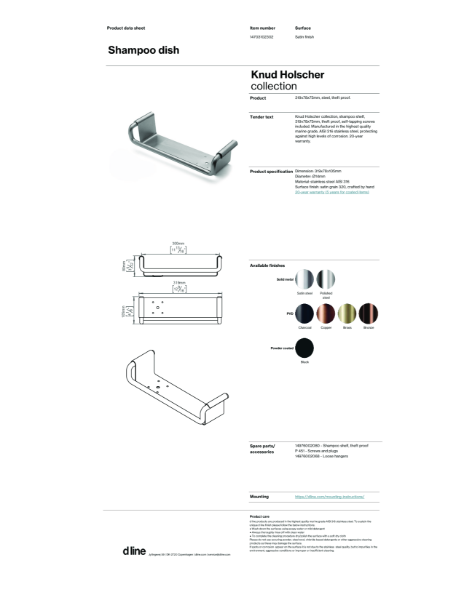 Shampoo shelf (data sheet)