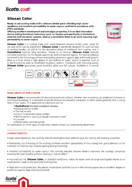 Licata Siloxan - Silicone Top Coat Render Finish